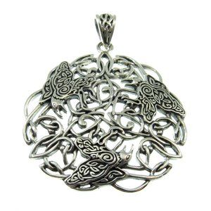 Solid 925 Sterling Silver Brigid Ashwood Celtic Raven Pendant by Peter Stone
